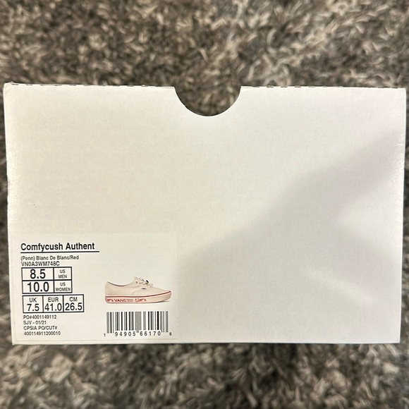 New VANS Comfycush Authentic PENN Tennis shoes in Blanc De Blanc / Red - Picture 16 of 16